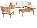 MCW Garten-Garnitur, Braun, Wei&szlig;, Holz, Loungem&ouml;bel, Gartenlounge-Sets