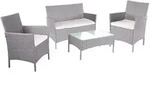 MCW Poly-Rattan, Grau, Wei&szlig;, Kunststoff, Gartenm&ouml;bel, Gartenm&ouml;bel-Sets