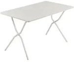Lafuma Mobilier Gartenklapptisch, Beige, Metall, rechteckig, Rundrohr, X-Form,