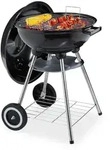 Relaxdays Kugelgrill, Schwarz, Metall, Kunststoff, 40x70x48 cm, Grills &