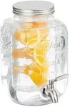 Relaxdays Getr&auml;nkespender, Transparent, Glas, Metall, 4 L, Zapfhahn, Essen &