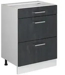 Vicco K&uuml;chenunterschrank, Schwarz, Wei&szlig;, Holzwerkstoff, 3 F&auml;cher, 3...