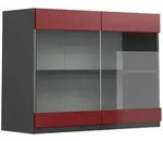 Vicco K&uuml;chenglasschrank, Rot, Anthrazit, Holzwerkstoff, 1 F&auml;cher, Rechteckig,