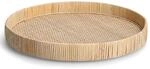 Zeller Present Dekotablett, Natur, Holz, Rattan, rund, 40x40x5 cm, nachhaltig,