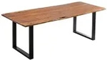 SAM Esstisch, Braun, Metall, Echtholz,Akazie, Quadratisch,Rechteckig, U-Form,