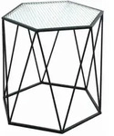 Beistelltisch Leeds, Klar, Schwarz, Metall, Glas, sechseckig, 40x46x46 cm,