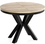 WFL Group Esstisch, Sonoma Eiche, Metall, Nachbildung, 8-Sitzer, Rund,Rund,