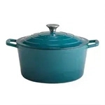 Schmortopf 5 Stars, T&uuml;rkis, Creme, Metall, 6 L, rund, 28x13x28 cm, Kochen, T&ouml;pfe,
