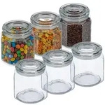 Relaxdays Vorratsglas, Transparent, Glas, Kunststoff, 13.5x14.5x13.5 cm,