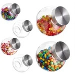 Relaxdays Bonbonglas, Transparent, Glas, Metall, Kunststoff, 16x16x11 cm,