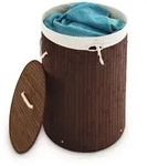 Relaxdays W&auml;schekorb, Braun, Holz, Textil, 41x65x41 cm, Ordnen & Aufbewahren,