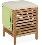 Relaxdays W&auml;schekorb, Hellbraun, Holz, Textil, 39x51x39 cm, Ordnen & Aufbewahren,