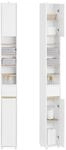 SoBuy Hochschrank, Wei&szlig;, Natur, Holzwerkstoff, 1 Schubladen, 20x180x20 cm,