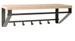 Wandgarderobe Parma, Schwarz, Eiche, Metall, Holzwerkstoff, 70x23x30 cm,...