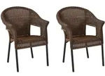 Gardenson Gartensessel-Set Ravenna, Graphit, Dunkelbraun, Metall, Kunststoff,