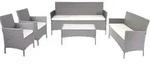 MCW Poly-Rattan, Grau, Wei&szlig;, Kunststoff, Gartenm&ouml;bel, Gartenm&ouml;bel-Sets