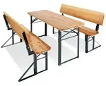 Pinolino Kindersitzgruppe Sepp mit Lehne, 3-tlg., Natur, Dunkelgr&uuml;n, Holz, Metall,