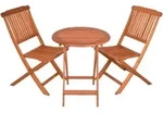 Gardenson Balkonset, Braun, Holz, 3-teilig, Eukalyptusholz, Hartholz, X-Form, Tisch