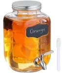 Relaxdays Getr&auml;nkespender, Transparent, Glas, Metall, 4 L, Zapfhahn, Essen &