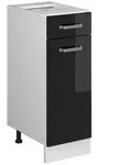 Vicco K&uuml;chenunterschrank, Schwarz Hochglanz, Wei&szlig;, Holzwerkstoff, 1 F&auml;cher, 1