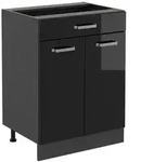 Vicco K&uuml;chenunterschrank, Schwarz Hochglanz, Anthrazit, Holzwerkstoff, 1...