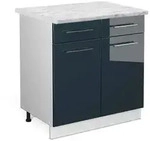 Vicco K&uuml;chenunterschrank, Dunkelblau, Wei&szlig;, Holzwerkstoff, 1 F&auml;cher, 2...