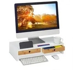Relaxdays Monitorst&auml;nder, Mehrfarbig, Holz, Holzwerkstoff, 56x12x27 cm,