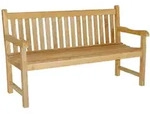 Gardenson Gartenbank, Hellbraun, Holz, Teakholz, Hartholz, 3-Sitzer, 150x92x63 cm,
