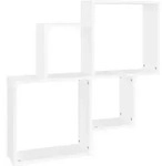 vidaXL Wandregal, Wei&szlig;, Holz, Strukturbuche, Rechteckig, 80x78.5x15 cm, Wohnzimmer,