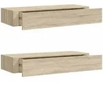 vidaXL H&auml;ngeelement, Braun, Holzwerkstoff, Strukturbuche, 2 Schubladen, Rechteckig,