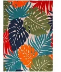 Novel Outdoorteppich Floral, Blau, Gr&uuml;n, Textil, Bl&auml;tter, rechteckig, 120x170...