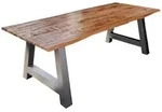 SAM Esstisch, Beige, Metall, Echtholz,Mangoholz, Quadratisch,Rechteckig, A-Form,
