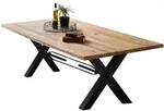 Mid.you Esstisch, Natur, Schwarz, Holz, Metall, Wildeiche, massiv, rechteckig,