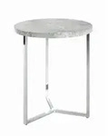 Beistelltisch, Grau, Chrom, Metall, Holzwerkstoff, Betonoptik, rund, Flachrohr,