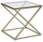 Livetastic Beistelltisch, Gold, Klar, Metall, Glas, quadratisch, X-Form,...