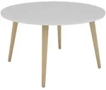 Mid.you Couchtisch, Wei&szlig;, Eiche Artisan, Holz, Holzwerkstoff, Buche, massiv, rund,