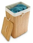 Relaxdays W&auml;schekorb, Hellbraun, Holz, Textil, 43.5x65.5x33.5 cm, Ordnen &