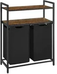 Mid.you W&auml;schekorb, Braun, Schwarz, Metall, Textil, Holzwerkstoff, 92L L,