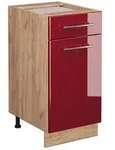Vicco K&uuml;chenunterschrank, Bordeaux, Honigeiche, Holzwerkstoff, 1 F&auml;cher, 1