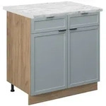 Vicco K&uuml;chenunterschrank, Hellblau, Honigeiche, Holzwerkstoff, 1 F&auml;cher, 2