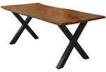 SAM Esstisch, Braun, Metall, Echtholz,Akazie, Quadratisch,Rechteckig, X-Form,