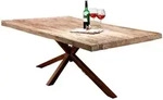 Mid.you Esstisch, Braun, Natur, Holz, Metall, Teakholz, massiv, rechteckig,