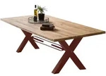 Mid.you Esstisch, Braun, Natur, Holz, Metall, Wildeiche, massiv, rechteckig, X-Form,