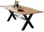 Mid.you Esstisch, Natur, Schwarz, Holz, Metall, Akazie, massiv, rechteckig, X-Form,