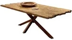 Mid.you Esstisch, Braun, Natur, Holz, Metall, Teakholz, massiv, rechteckig,