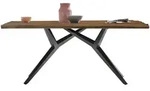 Mid.you Esstisch, Natur, Schwarz, Holz, Metall, Teakholz, massiv, rechteckig, Y-Form,