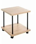 Beistelltisch, Schwarz, Eiche, Metall, Holzwerkstoff, quadratisch, Rundrohr, 40x45x40