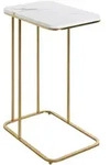 Beistelltisch, Wei&szlig;, Gold, Metall, Holzwerkstoff, Marmoroptik, rechteckig,