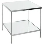 Beistelltisch, Chrom, Metall, Glas, quadratisch, Rundrohr, 45x46x45 cm, offenes...