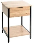 Beistelltisch, Schwarz, Eiche, Metall, Holzwerkstoff, 1 Schublade(n) Schubladen,